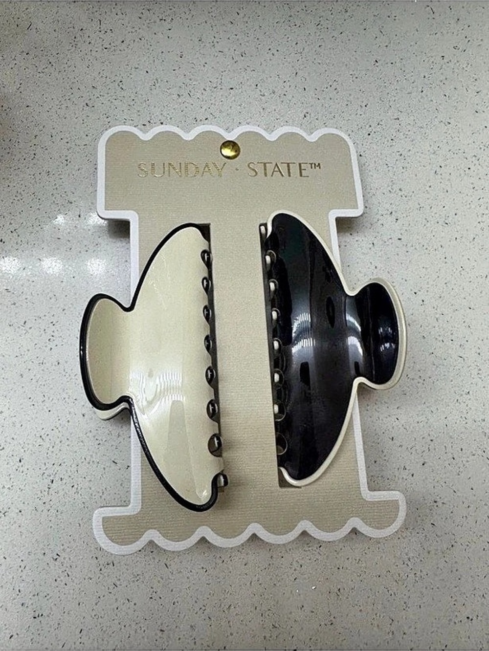 Sunday State Black and White Neutral Hair Claw Clip Set Black & Cream Hair Claw